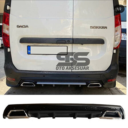 Dacia Dokker Difüzör Arka Tampon Eki 2 Egzoz Çıkışlı Siyah Lüx Tip