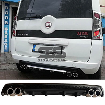 Fiat Fiorino Difüzör Arka Tampon Eki 4 Egzoz Çıkışlı Siyah Lüx Tip