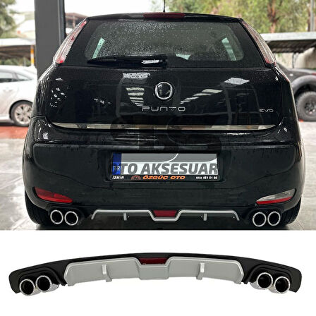 Fiat Punto Difüzör Arka Tampon Eki 4 Egzoz Çıkışlı Gri