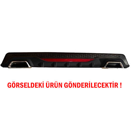 Ford Fiesta 2003-2008 Difüzör Arka Tampon Eki 2 Egzoz Çıkışlı Siyah Reflektörlü