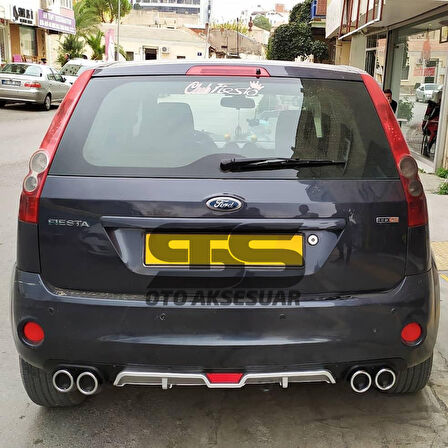 Ford Fiesta 2003-2008 Difüzör Arka Tampon Eki 4 Egzoz Çıkışlı Gri