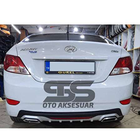 Hyundai Accent Blue Difüzör Arka Tampon Eki 2 Egzoz Çıkışlı Gri Reflektörlü
