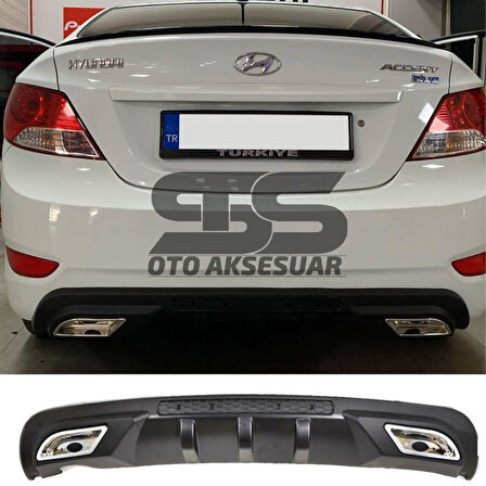 Hyundai Accent Blue Difüzör Arka Tampon Eki 2 Egzoz Çıkışlı Siyah