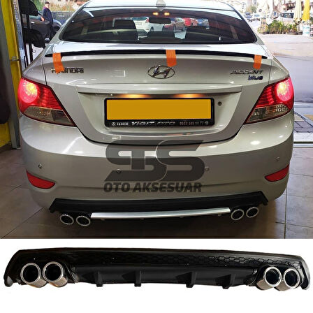 Hyundai Accent Blue Difüzör Arka Tampon Eki 4 Egzoz Çıkışlı Siyah Lüx Tip