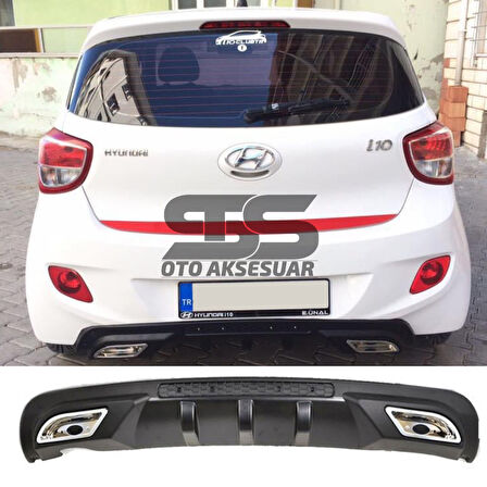 Hyundai i10 Difüzör Arka Tampon Eki 2 Egzoz Çıkışlı Siyah