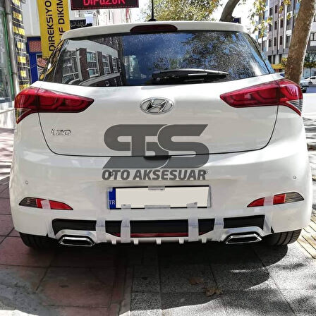 Hyundai i20 Difüzör Arka Tampon Eki 2 Egzoz Çıkışlı Gri Reflektörlü