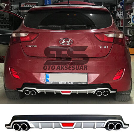 Hyundai i30 Difüzör Arka Tampon Eki 4 Egzoz Çıkışlı Gri Tip