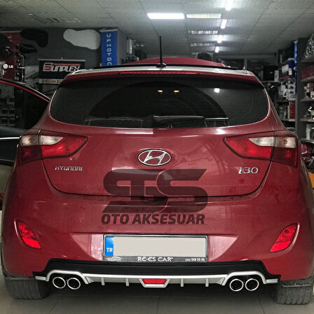 Hyundai i30 Difüzör Arka Tampon Eki 4 Egzoz Çıkışlı Gri Tip