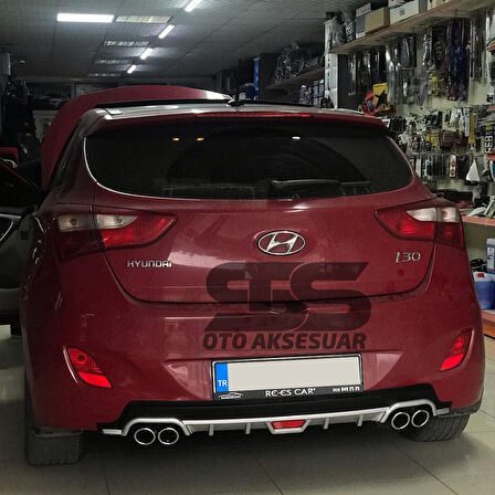 Hyundai i30 Difüzör Arka Tampon Eki 4 Egzoz Çıkışlı Gri Tip