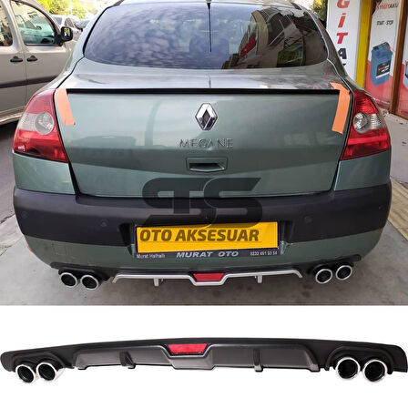 Renault Megane 2 Sedan Difüzör Arka Tampon Eki 4 Egzoz Çıkışlı Siyah