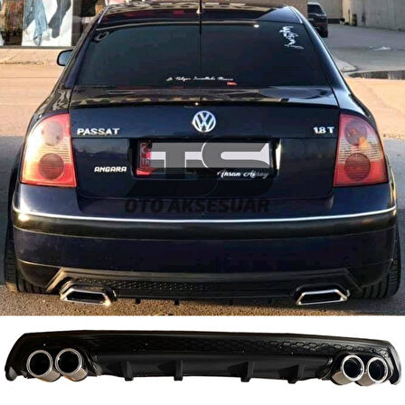 Volkswagen Passat B5 Difüzör Arka Tampon Eki 4 Egzoz Çıkışlı Siyah Lüx Tip