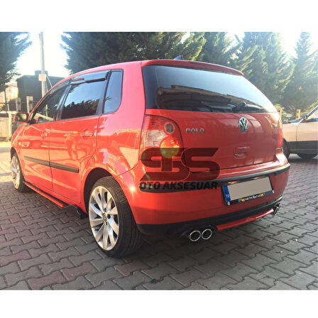 Volkswagen Polo Mk4 Difüzör Arka Tampon Eki 4 Egzoz Çıkışlı Kırmızı Lüx Tip