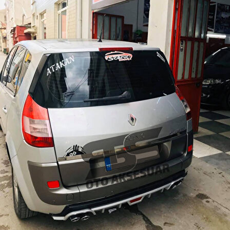 Renault Scenic Difüzör Arka Tampon Eki 4 Egzoz Çıkışlı Gri Tip