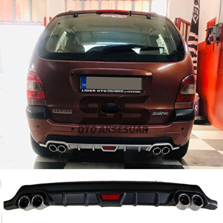 Renault Scenic Difüzör Arka Tampon Eki 4 Egzoz Çıkışlı Siyah Tip