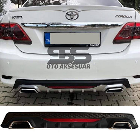 Toyota Corolla 2007-2012 Difüzör Arka Tampon Eki 2 Egzoz Çıkışlı Siyah Reflektörlü