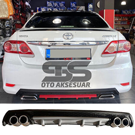 Toyota Corolla 2007-2012 Difüzör Arka Tampon Eki 4 Egzoz Çıkışlı Gri Lüx Tip