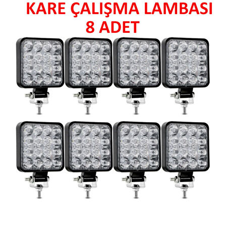 8 Adet 11x11 16 Led Kare Off Road Traktör Tir Kamyon Sis Fari Sis Lambasi Çalisma Lambasi Projektör