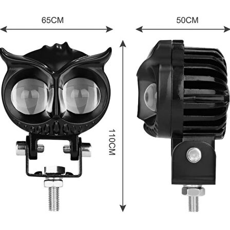 Üniversal 2,5 İnç Amber-Beyaz Baykuş Sis Farı Araç Motosiklet Ofroad Uyumlu 2 Adet