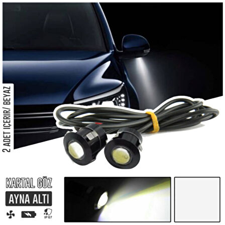 Kartal Göz Led Ayna Altı Led Eagle Eye Civatalı Beyaz Renk 18mm