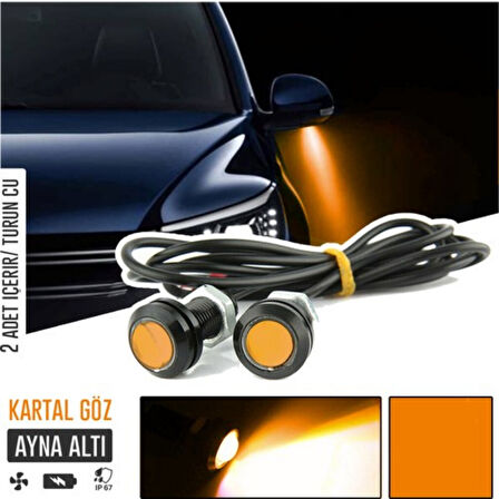 Kartal Göz Led Ayna Altı Led Eagle Eye Civatalı Turuncu Renk 18mm