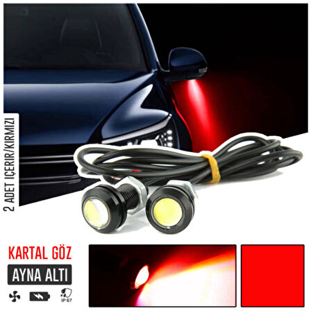 Kartal Göz Led Ayna Altı Led Eagle Eye Civatalı Kırmızı Renk 18mm