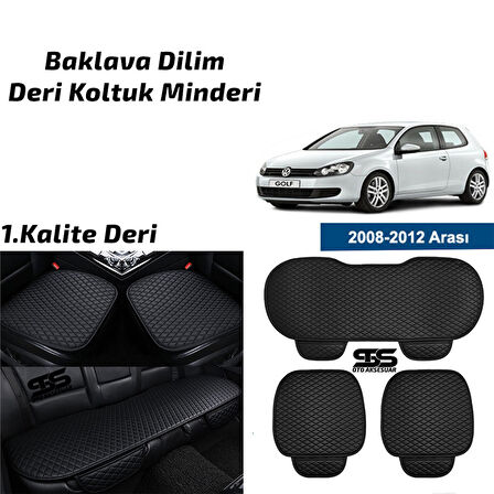 Volkswagen Golf 6 2008-2012 Siyah Deri Oto Koltuk Minderi