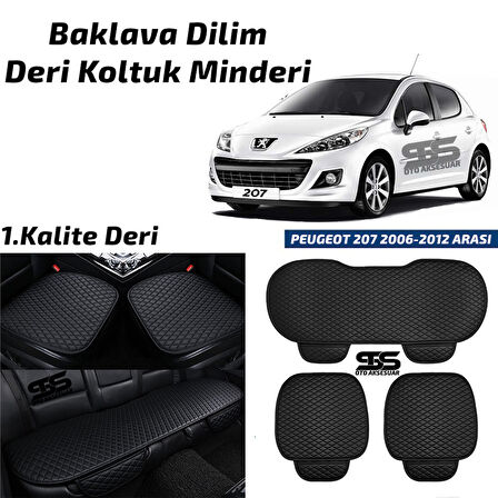 Peugeot 207 2006-2012 Arası Siyah Deri Oto Koltuk Minderi