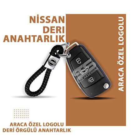 Nissan Gerçek Deri Örgü Anahtarlık