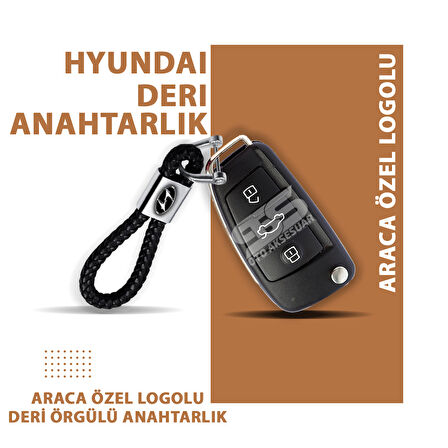 Hyundai Gerçek Deri Örgü Anahtarlık