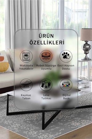 Yıkanabilir Kaymaz Taban Dijital Baskılı Halı ve Yolluk – Leke Tutmaz Salon & Mutfak Halısı