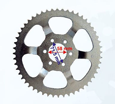 Motospartan Arka Dişli 52t 520 Benelli 250 İç 58mm 6 Delikli Çanaklı Ind