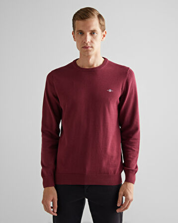 GANT Erkek Bordo Regular Fit Bisiklet Yaka Kazak