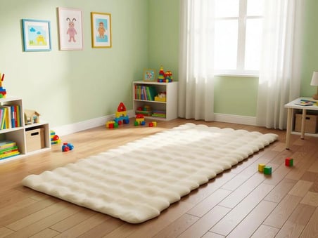 Carpet Dekor Bubble Yumuşak Suni Tavşan Tüyü Halı Krem