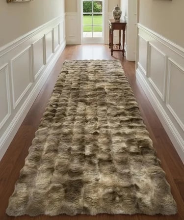 Carpet Dekor Bubble Yumuşak Lüx Peluş Halı Kahve-Beyaz