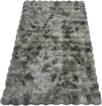 Carpet Dekor Bubble Yumuşak Lüx Peluş Halı Gri-Beyaz