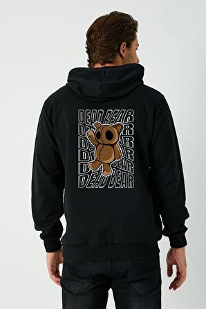 3 Iplik Kapüşonlu Oversize Kalıp Hoodie Dead Bear Tasarımlı Unisex Sweatshirt