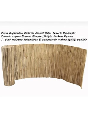 Kamış Çit Bambu Çit Hasır Doğal 1,00 X 5,00 Metre (TELLİ)