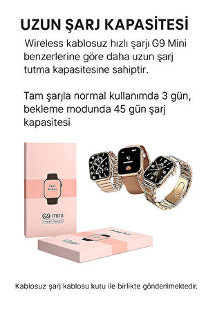 QASUL Yeni Nesil Şık Tasarımlı G9 Mini Akıllı Saat Bileklik Hediyeli