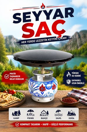 Gülsan Çift Fonksiyonlu Kavurma Sacı Gözleme Sacı 45 Cm Seyyar sac