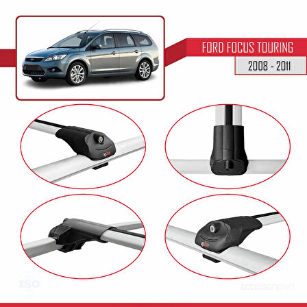 Ford Focus 2 (C307) Turnier 2008-2010 Arası ile Uyumlu ACE-1 Ara Atkı Tavan Barı Gri 2 Adet