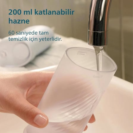 Sonicare Kompakt Ağız Duşu, 3 Modlu, 200ml Su Hazneli, USB Şarjlı, 360° Başlık, Titreşim ve Hassas Temizlik