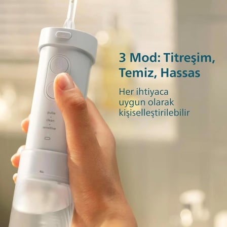 Sonicare Kompakt Ağız Duşu, 3 Modlu, 200ml Su Hazneli, USB Şarjlı, 360° Başlık, Titreşim ve Hassas Temizlik