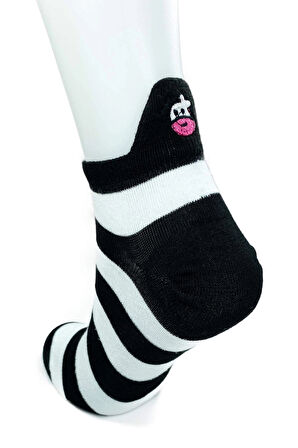 biçomi 3 Çift İnek Temalı Pamuklu Yumuşak Kadın Bilek Çorap