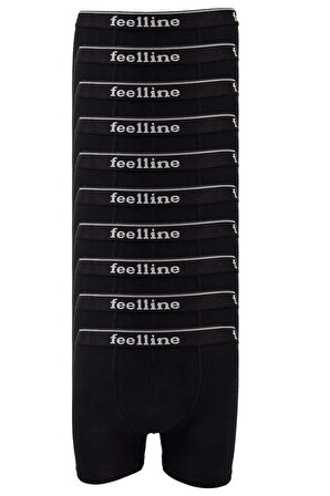 biçomi 10 adet Feelline Siyah Pamuklu Doğal Likralı Erkek Boxer