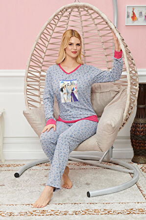 biçomi Bayan Uzun Kollu Pijama Takımı Model no 7588