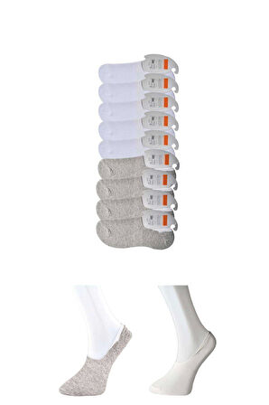biçomi Gri ve Beyaz Erkek Babet Çorap 9 çift