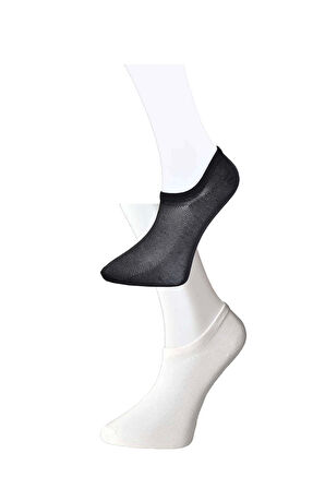 biçomi Siyah ve Beyaz Erkek Görünmez Çorap 12 çift