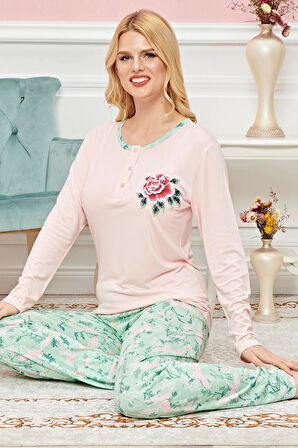 Kadın Uzun Kollu Pijama Takımı Model no 7595
