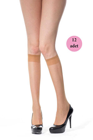 biçomi 12 Adet İnce Dizaltı Çorap 20 denye 57 Ten