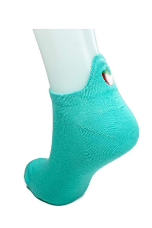 biçomi 6 Çift Çilek Nakış Baskılı Pamuklu Yumuşak Kadın Bilek Çorap